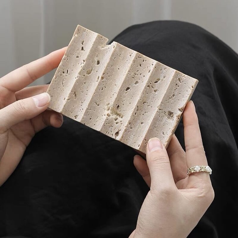 トラバーチン なみなみ トレイ 天然大理石 ソープディッシュ | 70PARK