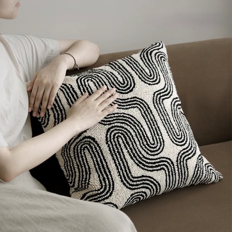 #ベージュ ブラック ミックス クッションカバー 全3種 45×45