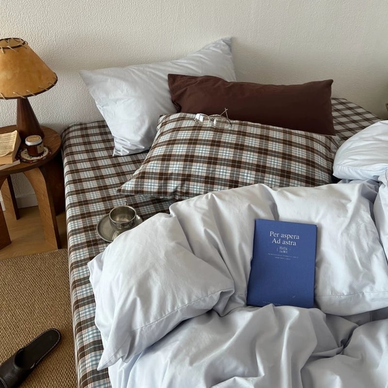 チェック柄 シーツ ブルー コットン 布団カバーセット 全3種 オール