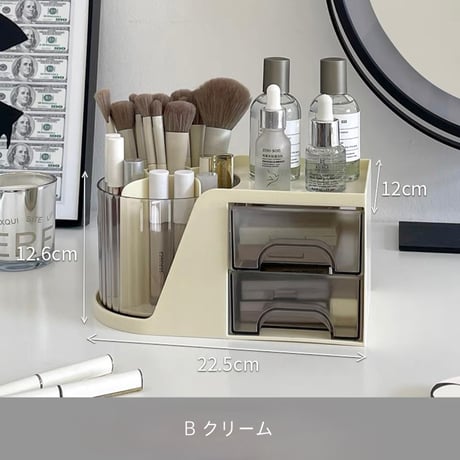 #360度 回転 ブラシスタンド付き コスメ 収納 ラック 全2色