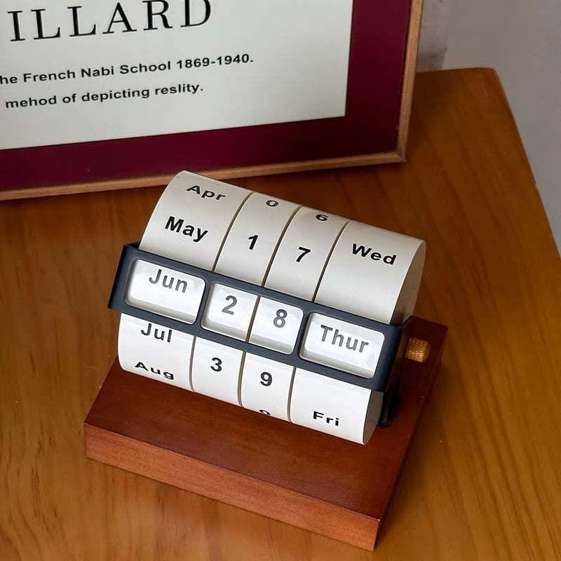 ウッド ナチュラル 回転 万年カレンダー 卓上 木製 デスク | 70PARK