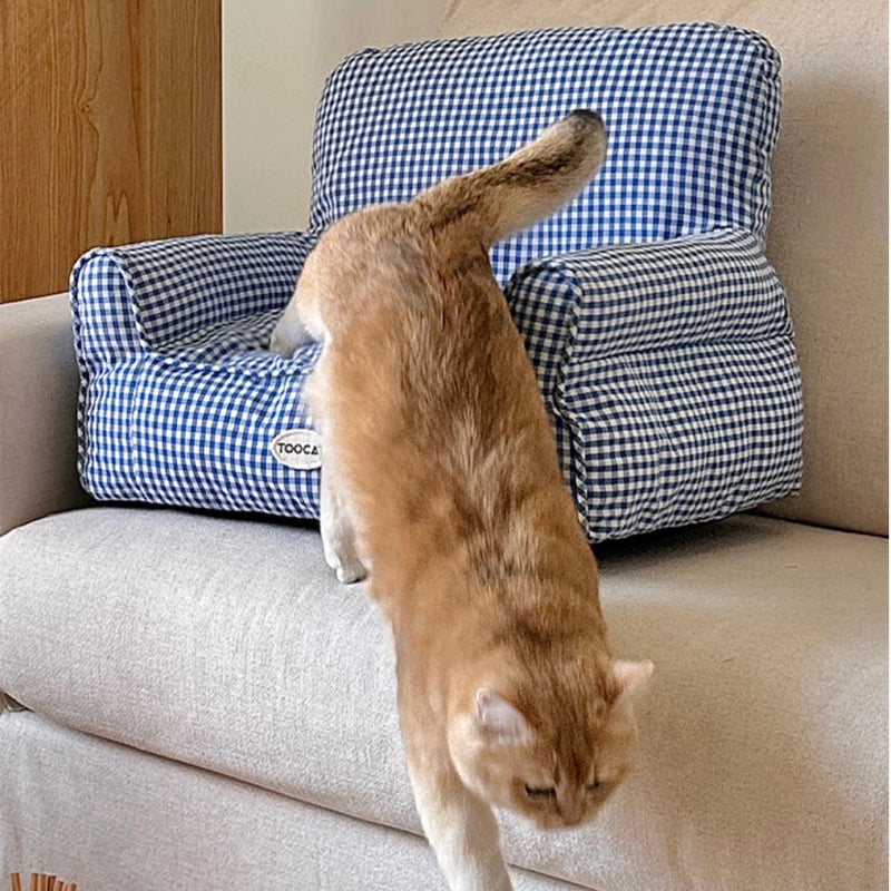 チェック柄 小型 ペットソファ 全2色 犬 猫 ペットベッド ペット用品