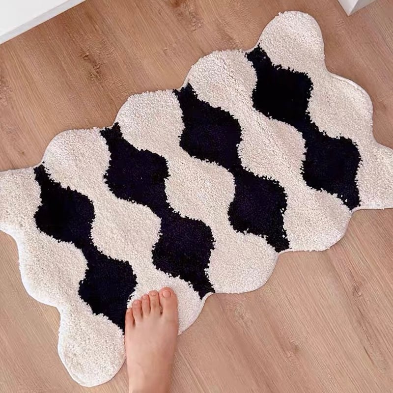 なみなみ ウエーブ モノトーン ドア マット 40×70 | 70PARK