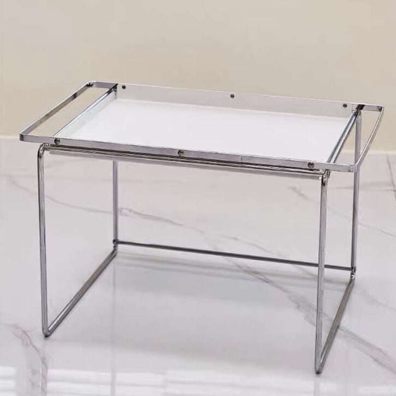 シルバー フレーム ホワイト トレイ 多機能 サイドテーブル | 70PARK