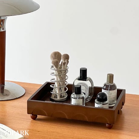 #脚付き レトロ ウッド 長方形 アクセサリー トレイ 香水収納 コスメ収納