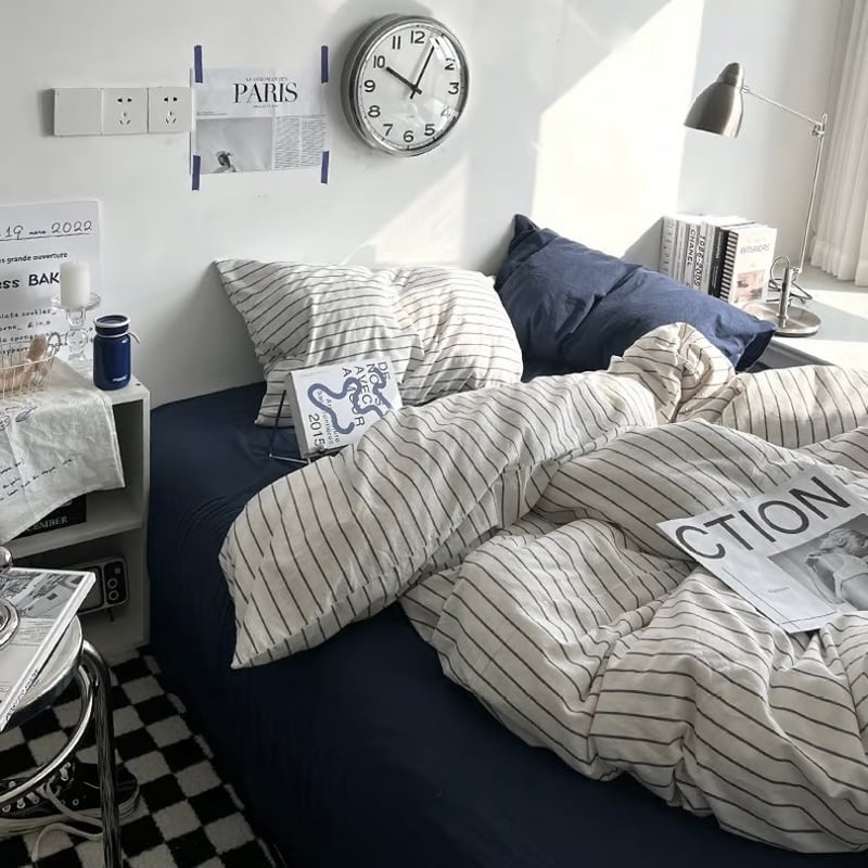 ストライプデザイン シングル掛け布団カバー＆ボックスシーツセット ストライプデザイン シングル掛け布団カバー＆ボックスシーツセット