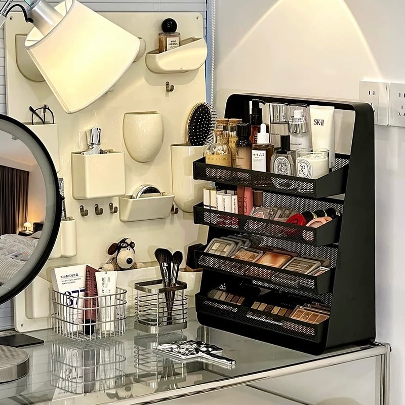 大容量 四段 香水 コスメ ディスプレイ アイアン 収納 ラック 全2色