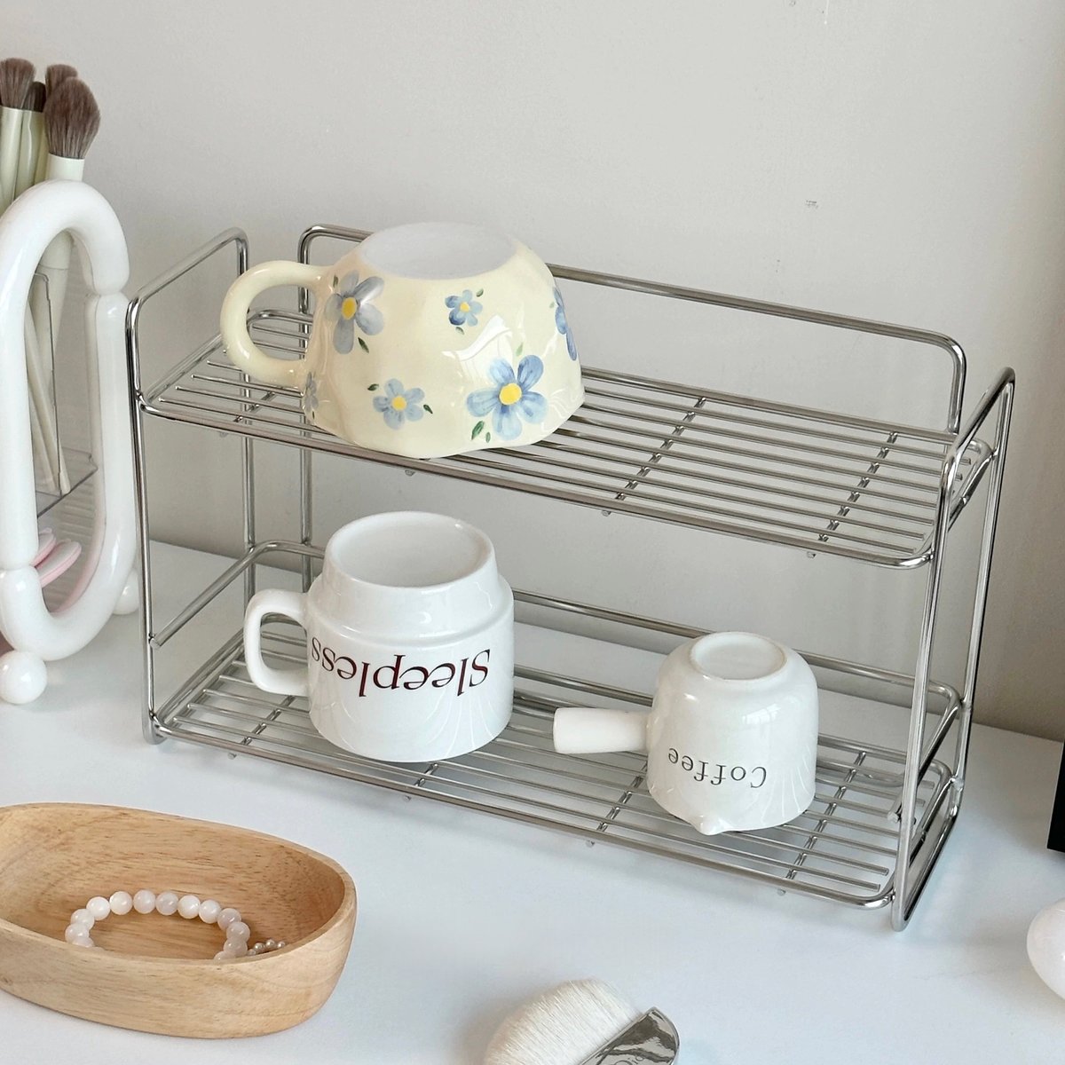 ステンレス シルバー 二段 スリム 収納 ラック スパイスラック