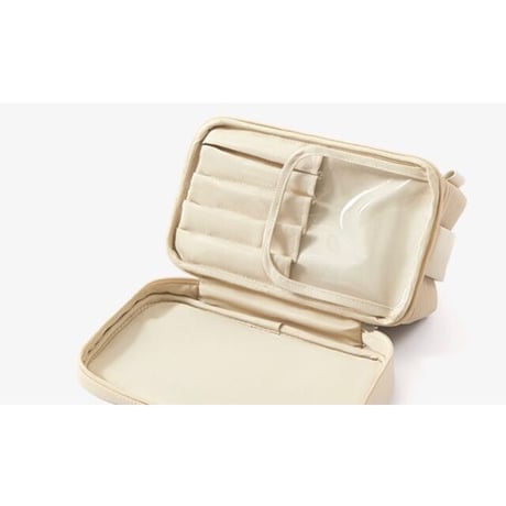 #大容量 二層 コスメ 収納 ポーチ トラベルポーチ