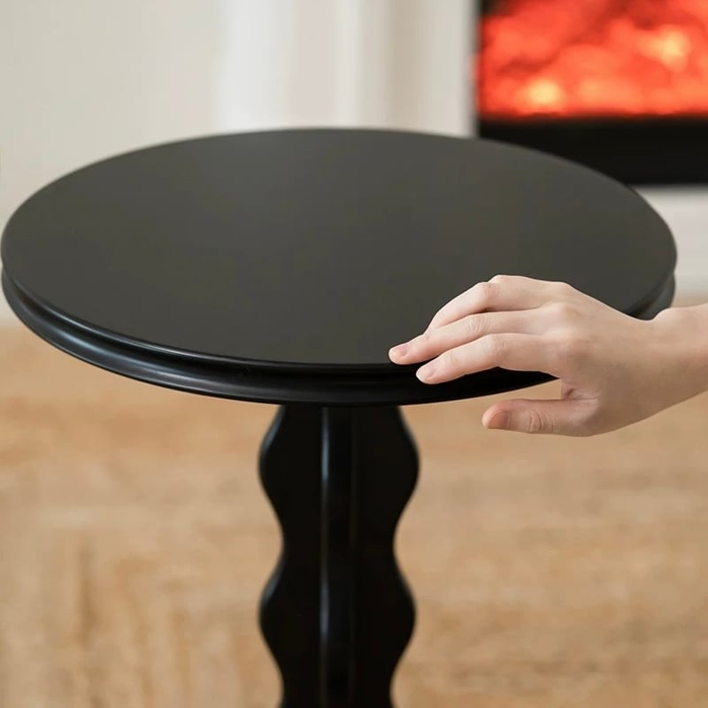 ブラック ウエーブ レッグ ラウンド コンパクト サイドテーブル | 70PARK