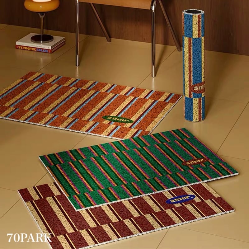 レトロ カラー ストライプ柄 玄関 マット 全5色 50×80 泥落とし レトロ カラー ストライプ柄 玄関 マット 全5色 50×80 泥落とし