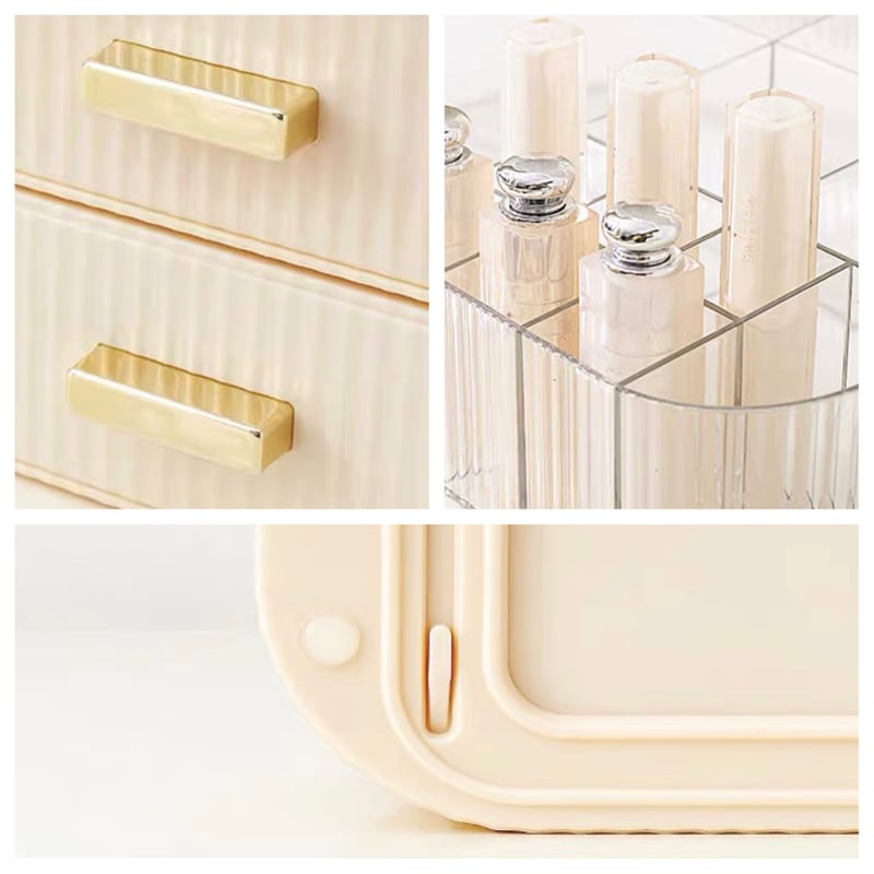 二段 引き出し & オープン コスメ 収納 全2色 クリア | 70PARK