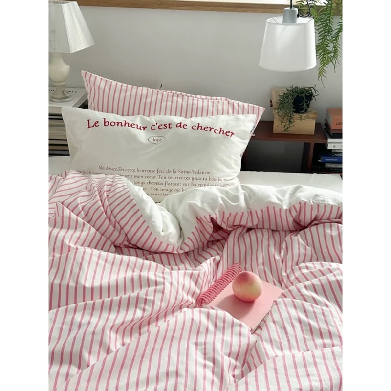 ホワイト ピンク ストライプ 布団カバーセット 全2種 | 70PARK