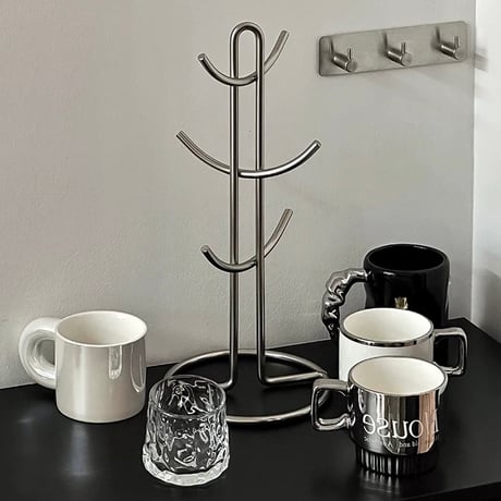 #シルバー シンプル カップ スタンド ラック 収納 マグカップツリー