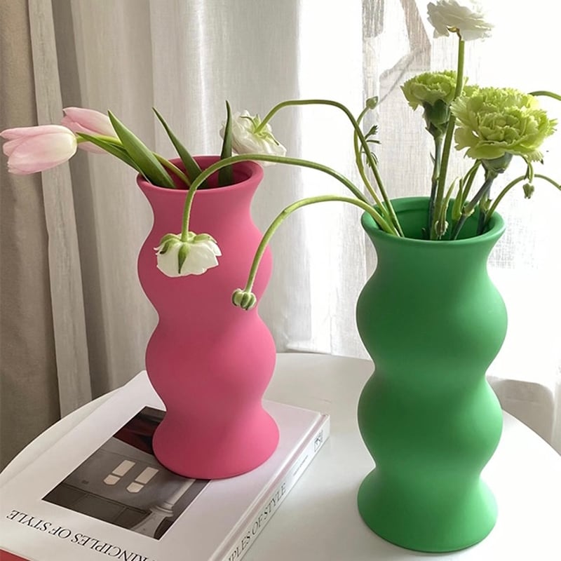  ルーツ　セラミック　フラワーベース ねじれ ツイスト セラミック フラワーベース 花瓶 全3色 | 70PARK
