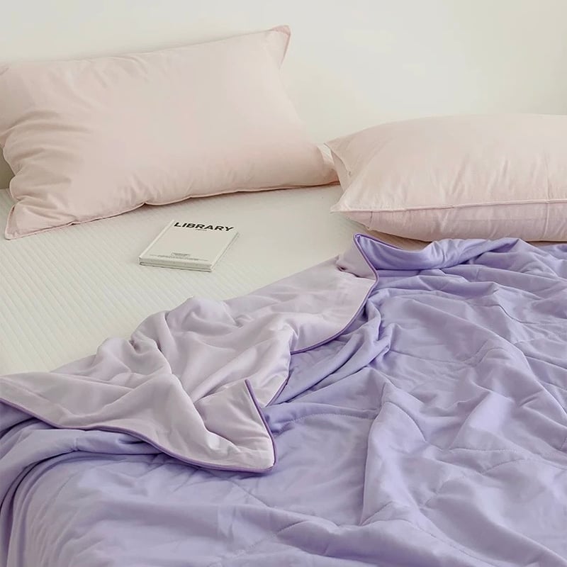 パイピング 冷感 夏掛け布団 カラフル ブランケット 全6色 単品 2