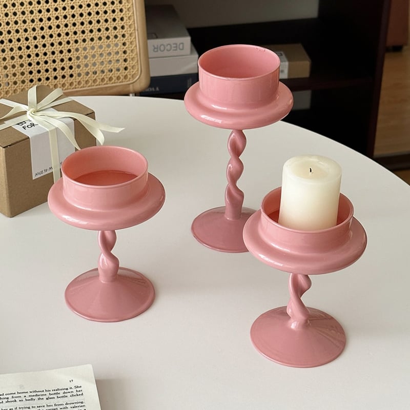 2way ピンク ツイスト キャンドルホルダー 全2サイズ | 70PARK
