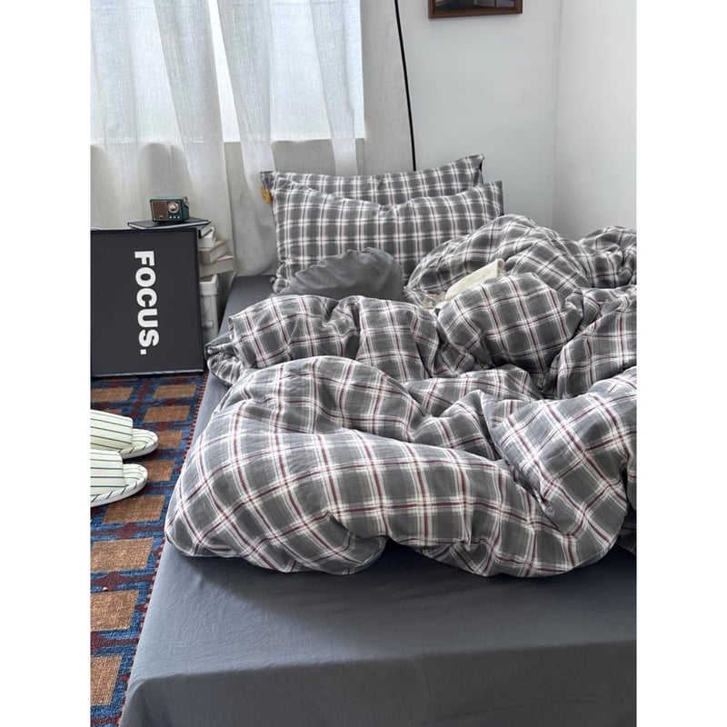 グレー ミックス チェック柄 布団カバーセット 全2サイズ オール