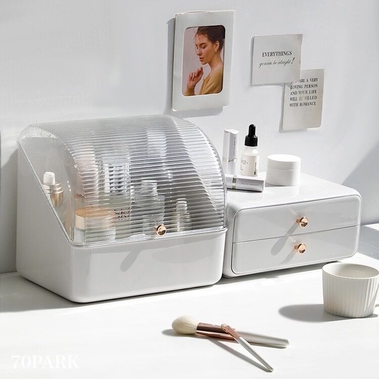 【美品・非売品】ジルスチュアート　ガラスコスメ収納　引き出し・フタ付きケース JILLSTUART - ジルスチュアート アクセサリー コスメ 収納