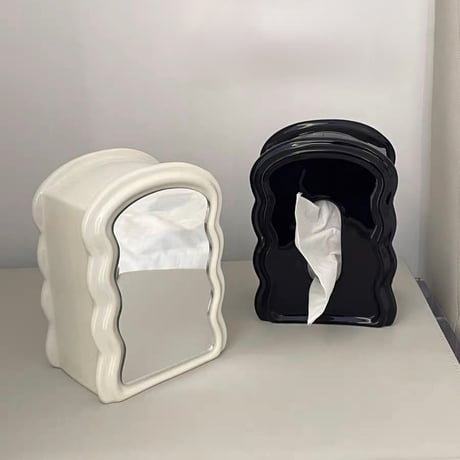 #セラミック ミラー ウエーブ スタンド ティッシュケース 全2色