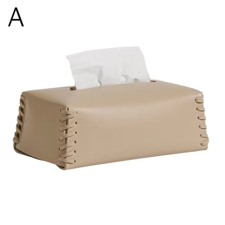 #サイド ステッチ フェイクレザー ティッシュケース 全3色