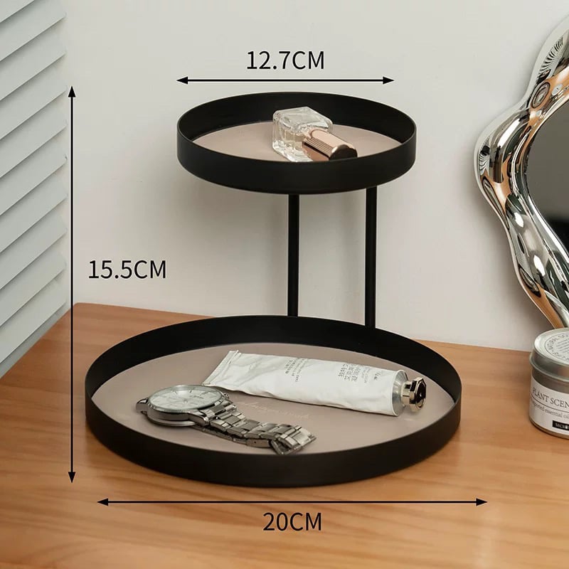 アイアン レザー ラウンド 二段 トレイ 全2色 収納 ラック | 70PARK