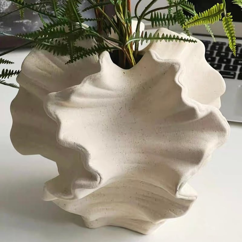 不規則 ウエーブ セラミック フラワーベース 全2色 花瓶 オブジェ | 70PARK