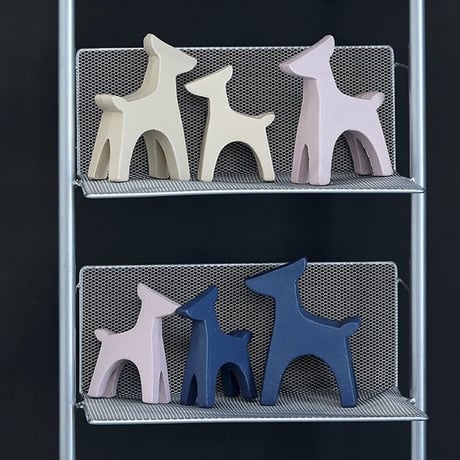 #鹿 モチーフ ウッド オブジェ 大小2点セット 全5色 犬