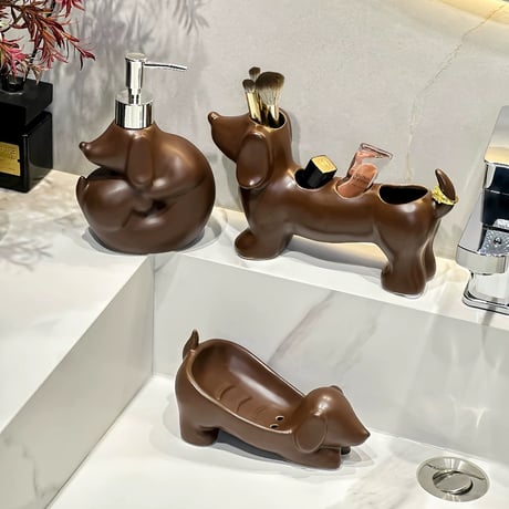 #ダックスフンド モチーフ セラミック ディスペンサー 全3色 犬