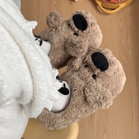【即納】#もこもこ ドッグ ルームシューズ 犬 室内 スリッパ
