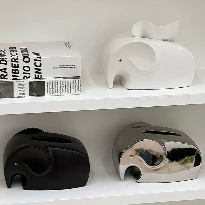 エレファント セラミック ティッシュケース 全3色 象 | 70PARK