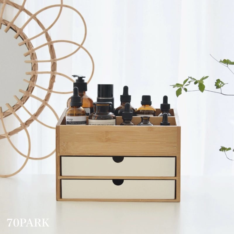 バンブー 引き出し 2段 コスメ 収納 ラック 全2色 | 70PARK バンブー 引き出し 2段 コスメ 収納 ラック 全2色 | 70PARK