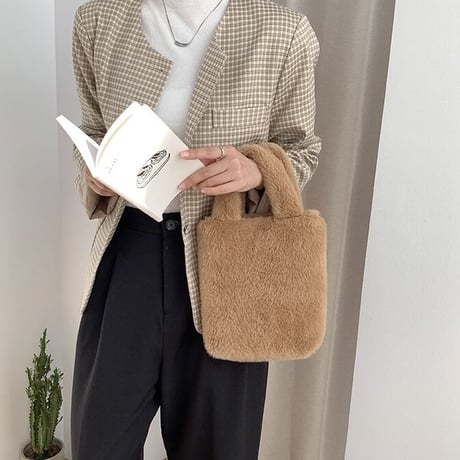 【即納】#2way フェイクファー ハンドバッグ 全4色 ショルダー