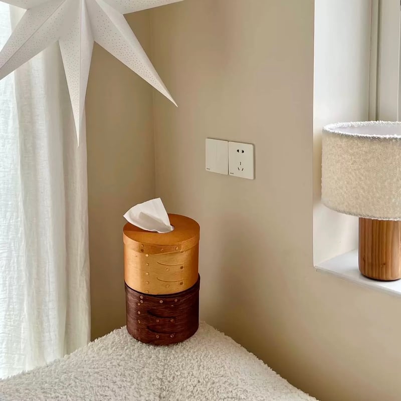 シェーカーボックス ナチュラル ラウンド ティッシュケース 全2色