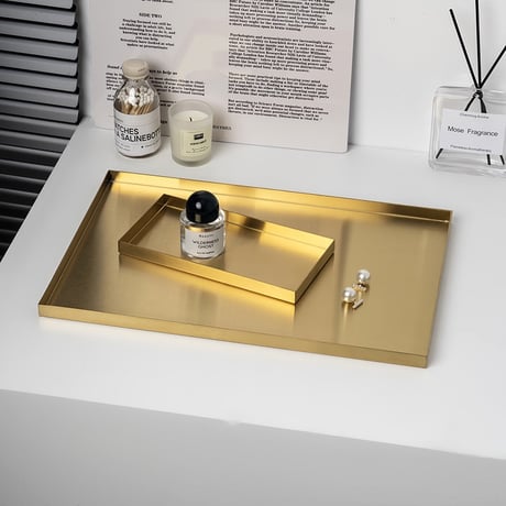 #ゴールド ステンレス 長方形 トレイ 全3サイズ アクセサリートレイ 収納