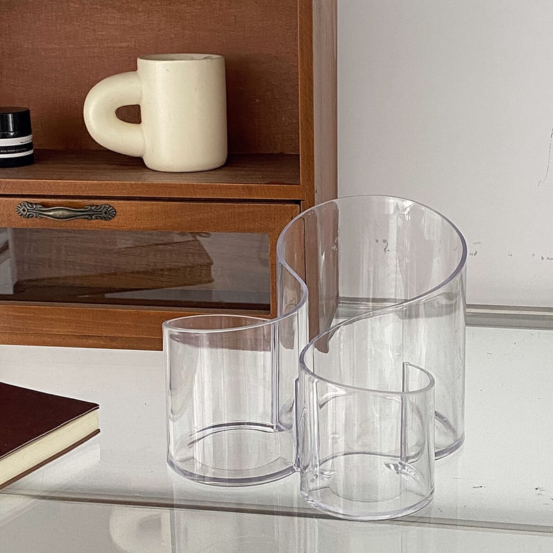 即納】#クリアカラー 三連 ウエーブ ブラシスタンド ペン立て | 70PARK