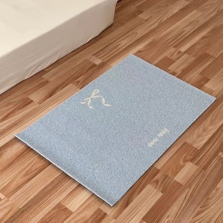 #ワンポイント リボン 玄関 マット 全2色 50×80 泥落とし