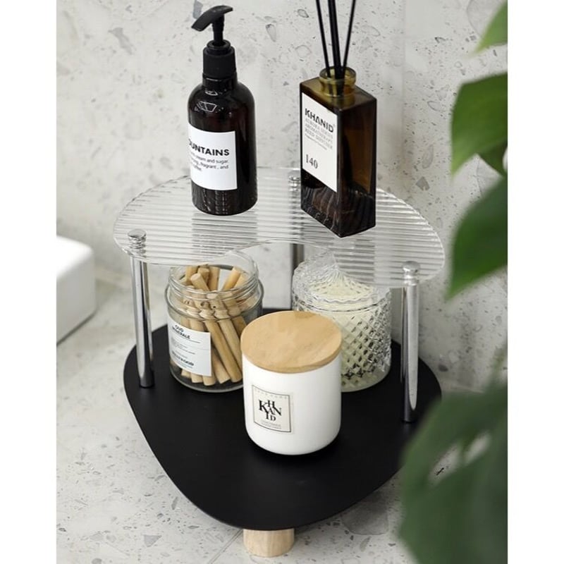 アクリル ウッド ウエーブ 二段 収納 ラック 全2色 トレイ | 70PARK