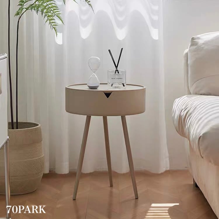 即納】#収納付き シンプル ラウンド サイドテーブル 全3色 | 70PARK
