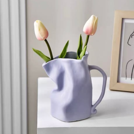 #持ち手付き セラミック フラワーベース 全2色 花瓶