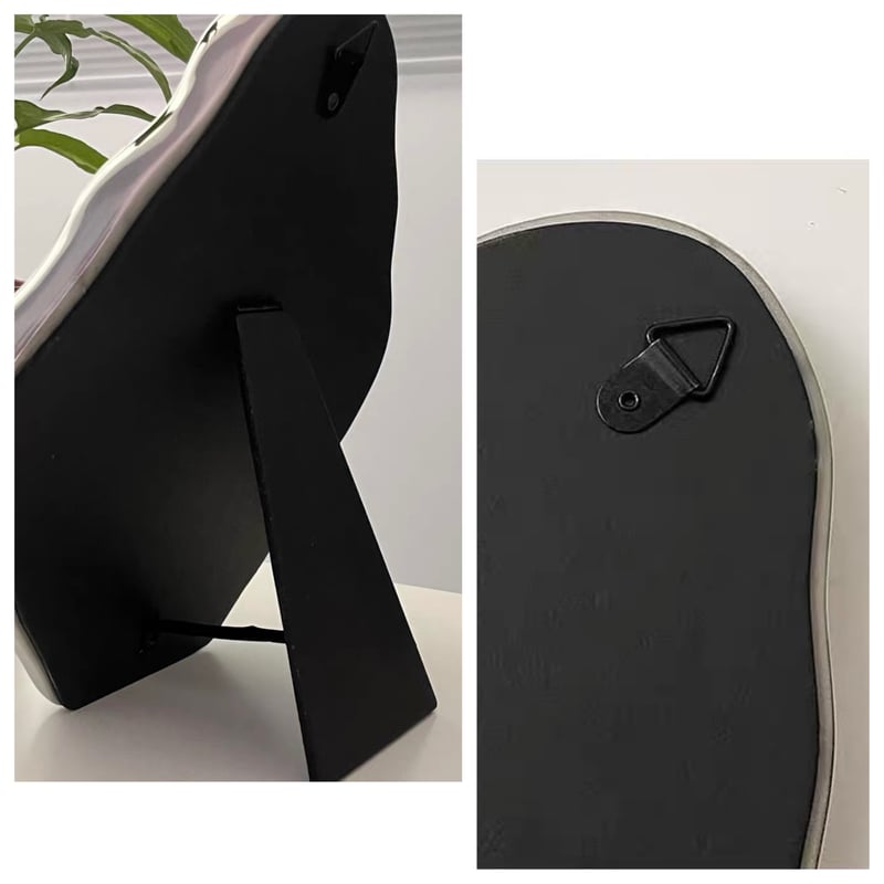 シルバー ニュアンス フレーム ミラー 鏡 卓上 壁掛け | 70PARK