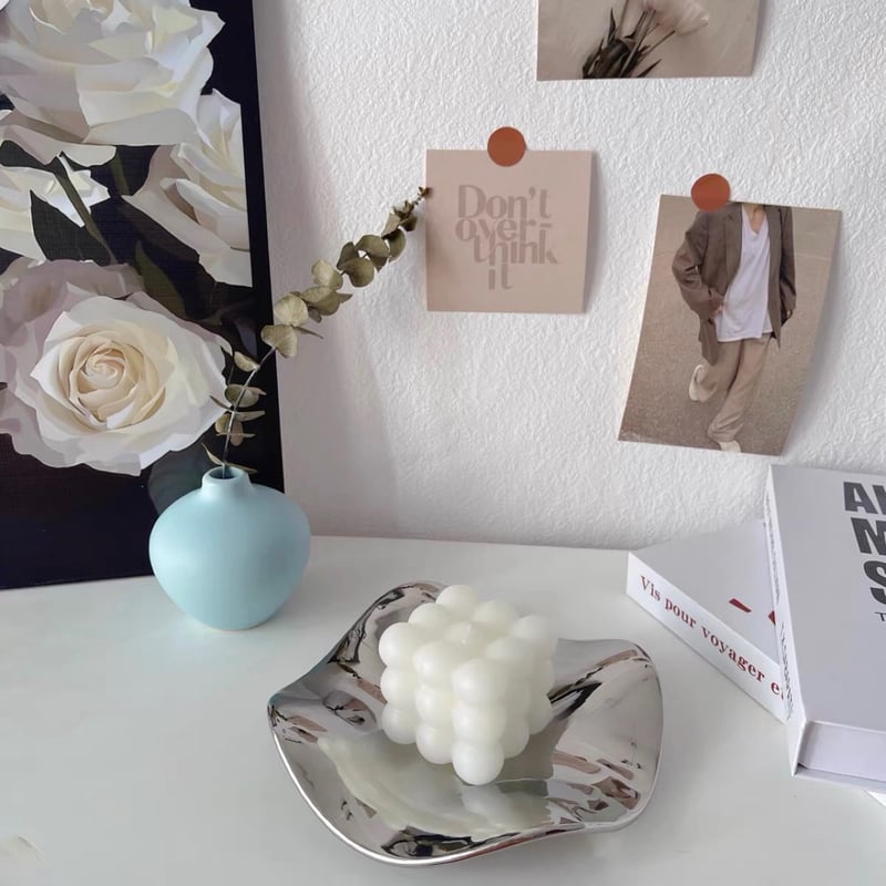 ニュアンス 不規則 ウエーブ ミラー トレイ シルバー | 70PARK