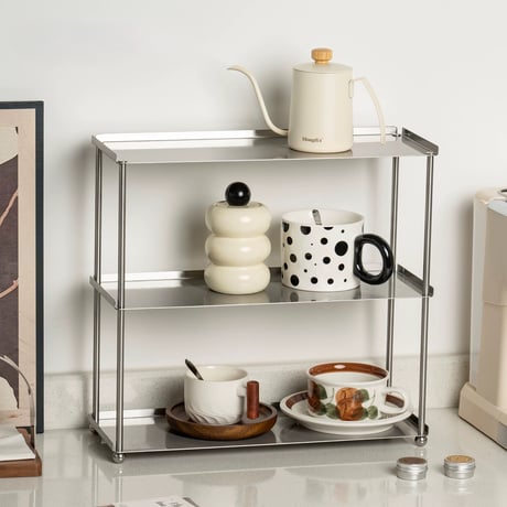 #ステンレス シルバー カップ 収納 二段 三段 ラック 全2種