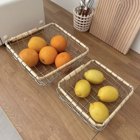【即納】#大小2点セット アイアン スクエア バスケット 収納 カゴ