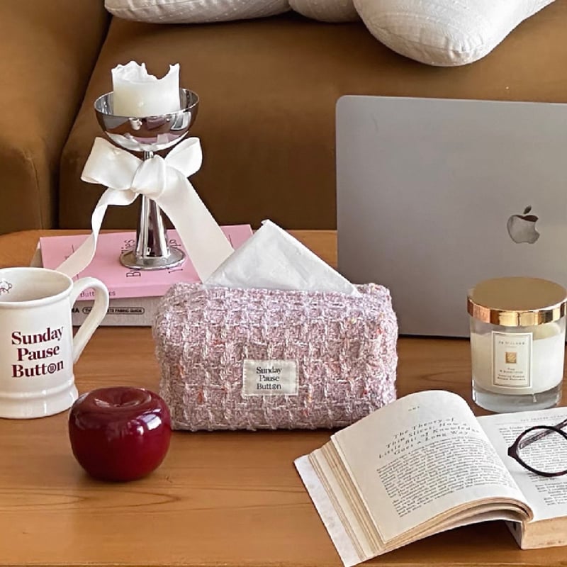 ピンク ミックス ツイード ティッシュケース 全2色 ティッシュカバー