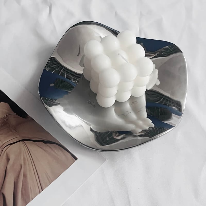 ニュアンス 不規則 ウエーブ ミラー トレイ シルバー | 70PARK