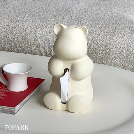 #くま モチーフ セラミック ティッシュケース ベアー