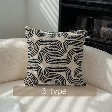 #ベージュ ブラック ミックス クッションカバー 全3種 45×45