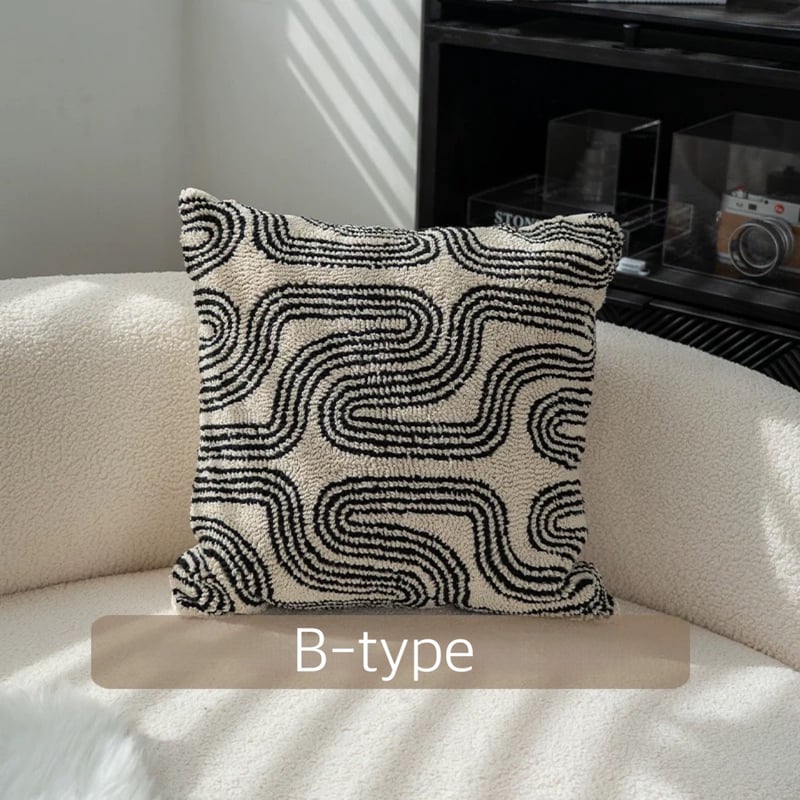 ベージュ ブラック ミックス クッションカバー 全3種 45×45 | 70PARK