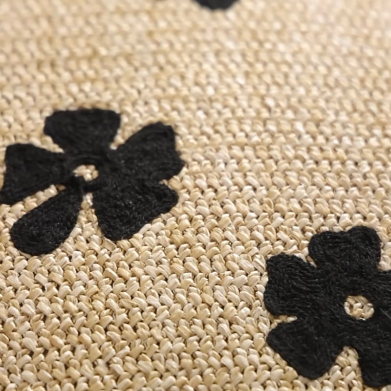 ストロー素材 フラワー ビーズ クッション プフ 全2色 椅子 | 70PARK